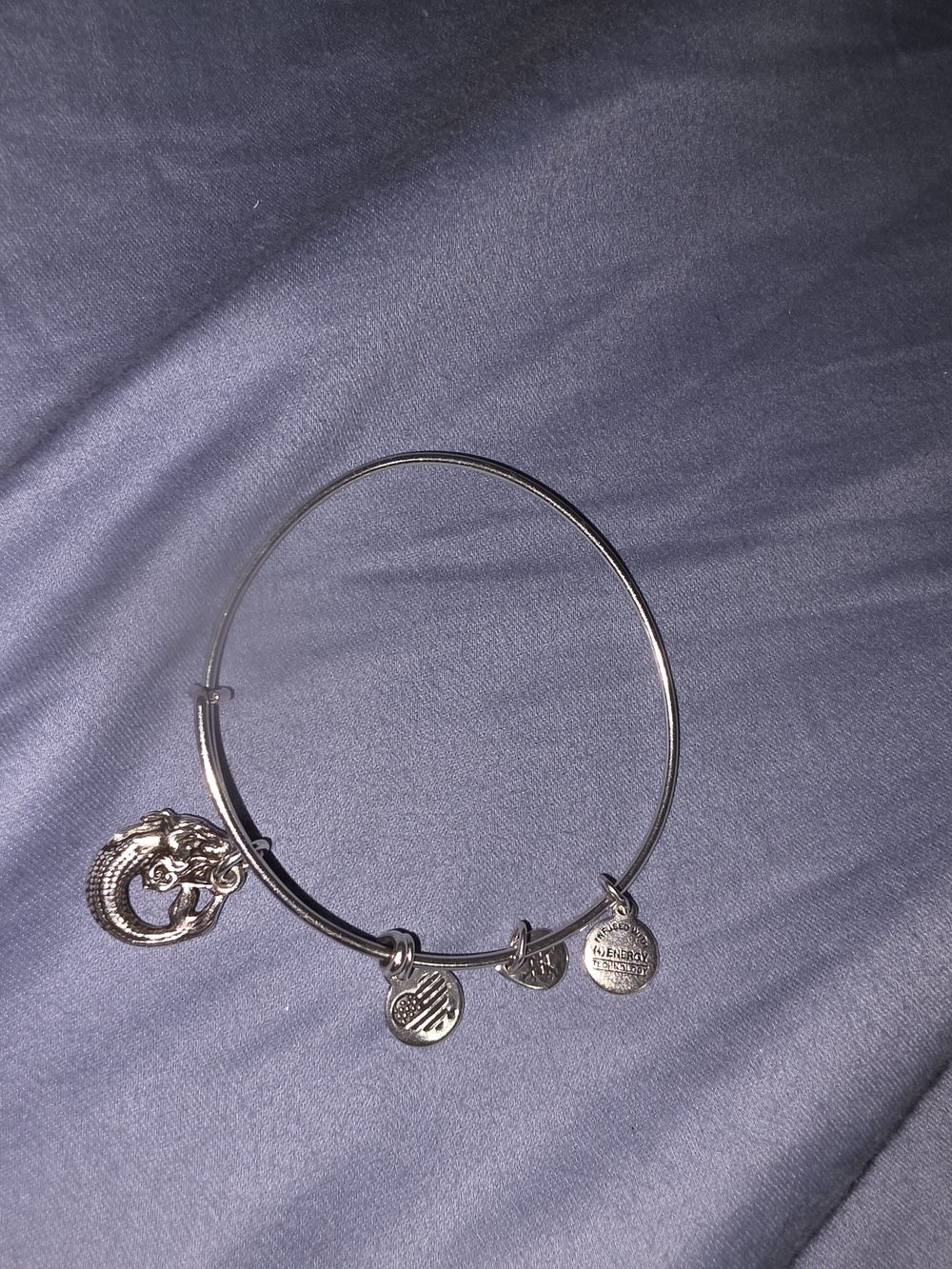Alex and Ani Silver Dragon Charm Bangle Bracelet